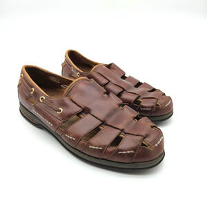 Sperry Top Sider Fisherman Sandals Mens Size 10.5 Brown Leather Shoes Vibram